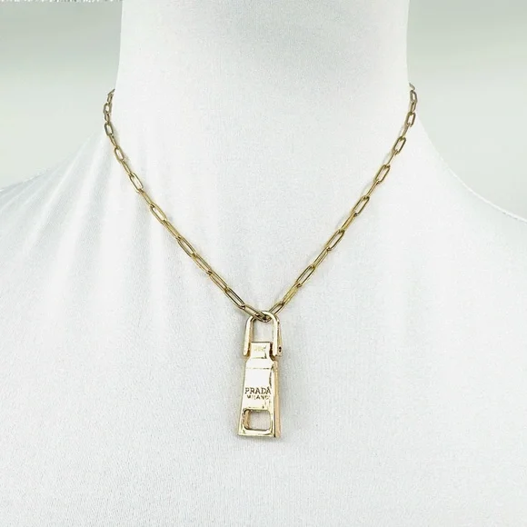 Upcycled Prada Zipper Pull Necklace - Picture 2 of 5